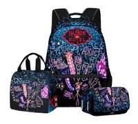 Hazbin Hotel Fashion Charlie Morningstar - Juego de 3 piezas de mochila escolar para niños y niñas, mochila escolar, viajes, mochila de regreso a la escuela, bolso, lápiz Cas, I, 30 x 16 x 43 CM