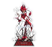 Hazbin Hotel - Figura acrílica de 16 cm, figura de Lucifer, Alastor, modelo de soporte de figura de polvo de ángel, figura de pie acrílica para decoración de exhibición, regalos coleccionables