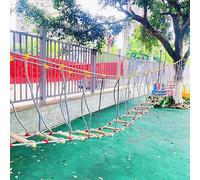 HAZEK Equipo de Entrenamiento físico para niños de jardín de Infantes Puente de Equilibrio Puente Colgante Puente de Madera única (Cuerda de Nylon + Madera anticorrosiva + Accesorios)(Size:8m)