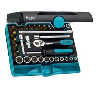 Hazet Juego de llaves de vaso 854T, Juego de 33 piezas, Caja de carraca con tamaños de llave de 5-14 mm, Juego versátil para una amplia gama de aplicaciones