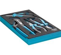 HAZET Juego de alicates 163-257/4, 4 piezas, alicates universales con ajuste rápido, alicates de corte diagonal 180 mm, alicates de punta de 45 grados, alicates combinados con filo endurecido