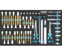 HAZET 163-603/52 Juego de llaves de vaso, 52 piezas, 4-20,8 mm, M6-M16, T20-T55, TORX interno, multidentado XZN, alicates para llaves de bujía, mango en T".