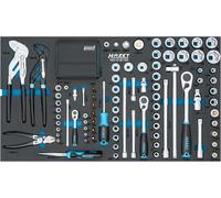 HAZET 163-618/184 Juego de llaves de vaso, 184 piezas, cuadradas de 1/4, 3/8 y 1/2 pulgada, con llaves de vaso, puntas, juego de alicates, carracas reversibles y perfiles versátiles