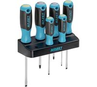 HAZET 811SH-1/7 Juego de destornilladores con soporte, 7 piezas, Phillips PH y perfil ranurado, incluido soporte con bocallave para montaje en pared
