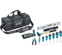 HAZET bolsa de herramientas universal 191T-5/51, pequeña, 51 piezas, con destornilladores, alicates, martillo, nivel de burbuja, juego de puntas, bolsa con bolsillo interior con cremallera