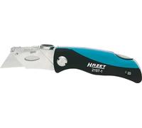 Hazet Cuchillo plegable 2157-1 con hojas de repuesto - cuchillo de corte con empuñadura confortable y apoyo para el pulgar - hoja afilada para cortar plástico, cartón y mucho más