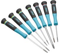 Hazet Destornillador electrónico 811EL/7, juego de 7 piezas, Phillips PH y perfil ranurado, mango de 2 componentes, 205 mm de longitud