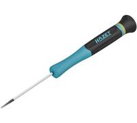 Hazet Destornillador para electrónica 811EL-015, SW 0,2 x 1,5 mm perfil ranurado, para los tornillos más pequeños, botón de centrado giratorio, agarre seguro gracias a las ranuras anchas del mango