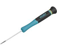 Hazet Destornillador para electrónica 811EL-02, SW 0,4 x 2 mm perfil ranurado, para los tornillos más pequeños, pomo de centrado giratorio, agarre seguro gracias a las ranuras anchas del mango