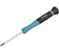 Hazet Destornillador para electrónica 811EL-PH1, PH1 Phillips para los tornillos más pequeños, pomo de centrado giratorio, agarre seguro gracias a las ranuras anchas del mango