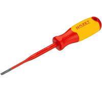 HAZET Destornillador VDE 811KV-35, SW 0,6x3,5 mm perfil ranurado, con aislamiento de protección hasta 1000V, caperuza de impacto, diseño antideslizamiento, codificación por colores