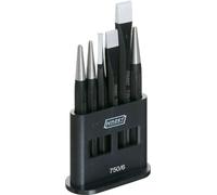 HAZET juego de cincel, punzón y punzón central 750/6 I juego de 6 piezas I con soporte de plástico I de acero al cromo vanadio