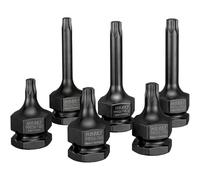 HAZET Juego de destornilladores de impacto y de máquina de 1/2 pulgada 995S6/6, TORX interno T40, T45, T50, hexágono externo de 24 mm, para vehículos industriales/turismos/transportistas, para chasis y sistemas de frenos
