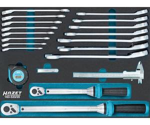 HAZET juego de herramientas universal, 20 piezas 163-533/20, contiene llave de carraca, galga de espesores, cinta métrica, galga de espesores y llave dinamométrica, para el taller y la industria".