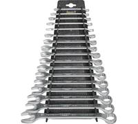 Hazet Juego de llaves combinadas 603/17H, 17 herramientas, salida: hexágono exterior doble, ancho de llave: 6 - 24 mm, mango de llave de estrella fino con perfil doble T extra robusto