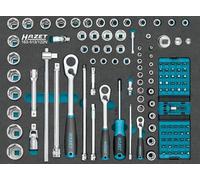 Hazet Juego de llaves de vaso 163-513/122N, 122 piezas, 2-32 mm, E5-E20, PH1-PH3, PZ1-PZ3, T6-T40, hexágono interior-exterior, TORX, ranurado, incl carracas reversibles y juego de puntas