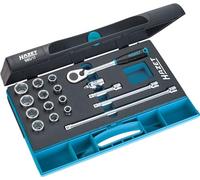 HAZET Juego de llaves de vaso 880/17 I 17 piezas I Acero al cromo-vanadio I Accionamiento: 3/8 pulgadas I Salida: Perfil de tracción hexagonal externo
