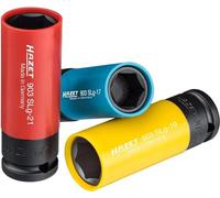 HAZET Juego de llaves de vaso 903SPC/3 I 12,5 mm de cuadradillo (1/2 pulgada), 17 - 21 mm de ancho de llave, con manguito de plástico I Montaje suave de ruedas para neumáticos con llantas de aluminio