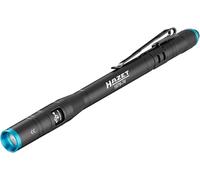 HAZET Linterna LED 1979-74, enfocable, 500 lúmenes, 3 niveles de luminosidad, función de carga USB-C, batería o pila recargable de iones de litio, IP44, 158 mm, 100 m de alcance luminoso