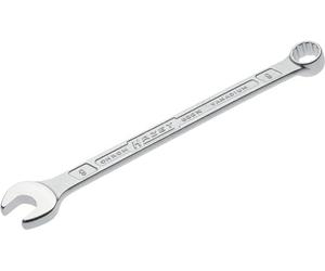 Hazet Llave combinada 600N-9 cromada, Cabeza de llave combinada acodada a 15grados - Salida: hexágono doble externo, anchura entre planos: 9 mm, eje con perfil extra-resistente de doble T