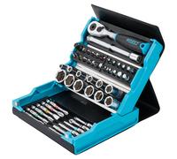 Hazet Juego de llaves de vaso SmartCase 2200SC-2, Juego de llaves de vaso de 50 piezas, hexágono y cuadrado 6,3 mm (1/4 pulgada), maletín de herramientas móvil FABRICADO EN ALEMANIA