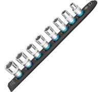 Hazet Smart-Rail 900-SR/8, parte inferior magnética con 8 llaves de vaso y cierre giratorio robusto, accionamiento: cuadrado 12,5 mm (1/2 pulgada), raíl de plástico flexible para llaves de vaso