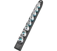 HAZET Smart-Rail 900E-SR/8 I parte inferior magnética con 8 llaves de vaso, accionamiento: cuadrado 12,5 mm (1/2 pulgada), salida: perfil externo TORX I raíl de plástico flexible para llaves de vaso