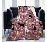 HAZIMCS Manta de felpa de franela de forro polar, diseño floral de raza de perro Chihuahua, regalo perfecto para reclinación de primavera, manta de aire acondicionado de 80 x 60 pulgadas, adultos hombres y mujeres, blanco, 80 x 60 pulgadas