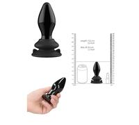Hazlo vibrante mini inalámbrico anal con ventosa butt tapón negro de vidrio d...