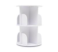 HazLope Estantería blanca de 2 niveles, giratoria 360°, capacidad de carga de 60 kg/132,3 libras, estantería multiusos independiente, estantería de almacenamiento con 4 compartimentos para libros