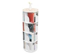 HazLope Estantería giratoria de 4 niveles, 360 grados, estantería de madera con estantes abiertos, estantería giratoria para almacenamiento de libros, estantería de salón para casa, oficina, estudio