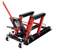 HazLope Plataforma elevadora hidráulica para motocicleta, 680 kg, con pasadores de seguridad y superficie de goma, rango de elevación 115-365 mm, soporte para motocicleta para taller y garaje