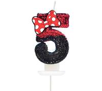 HAZMA 1 Pieces Velas Cumpleaños, Velas Para Fiesta De Anime, Decoración Con Brillantina，Decoración Para Tarta De Cumpleaños Para Niños Y Niñas (Negro Y Rojo, Número 1) (5)