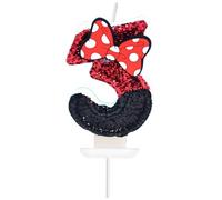 HAZMA 1 Pieces Velas Cumpleaños, Velas Para Fiesta De Anime, Decoración Con Brillantina，Decoración Para Tarta De Cumpleaños Para Niños Y Niñas (Negro Y Rojo, Número 1) (3)