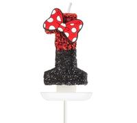 HAZMA 1 Pieces Velas Cumpleaños, Velas Para Fiesta De Anime, Decoración Con Brillantina，Decoración Para Tarta De Cumpleaños Para Niños Y Niñas (Negro Y Rojo, Número 1) (1)