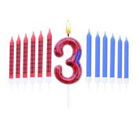 HAZMA 13 Pieces Velas De Cumpleaños Con Temática De Anime De Araña,Vela De Araña,Décorations De Fête Sur Le Thème D'Anime,Décorations D'Anniversaire Parfaites(10 Velas Rojas Y Azules,Numéro 3) (3)