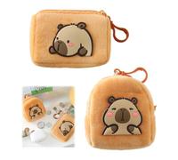HAZMA 2 Piezas Carteras De Monedas De Animales De Dibujos Animados para Niños,Monedero Felpa Lindo Bolso De Auriculares Impermeable Novedad Juguete Regalos para Niños(Capibara)