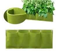 HAZMA Bolsas Colgantes Para Plantar, Jardin Vertical Pared, Bolsas De Fieltro Para Plantar, Macetas Colgantes Exterior,Para Jardines, Balcones, Patios Y Decoración Del Hogar (Verde, 4 Bolsillos)