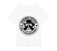 Hazmat Bombero, Técnico Hazmat Certificado-Superpoderes Camiseta, Mujer Tallas Grandes, Blanco, 1XL Grande