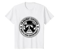 Hazmat Bombero, Técnico Hazmat Certificado-Superpoderes Camiseta, Niños, Blanco, 10 años