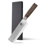 HAZMUSS Cuchillo Japonés Nakiri Martillado de 16,4 cm, Cuchillo de Chef Japonés de Acero Inoxidable Con Alto Contenido de Carbono, Mango Cómodo de Madera de Pakka Para el Hogar y la Cocina
