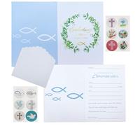 Hazrcvr 12 Piezas Tarjetas de Invitación de Comunión, Tarjetas De InvitacióN para ComunióN con 12 Sobres, 12 Hoja Adhesiva, Invitaciones de Primera Comunión, Tarjetas De ComunióN para niños y niñas