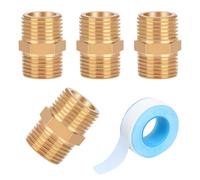 Hazrcvr 4 Piezas Rosca Exterior De LatóN, Hex Nipple Fitting de 1/2 pulgadas, Espiga doble de latón rosca exterior, Boquilla doble hexagonal para Conversión de Conexión de Tubería