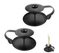 Hazrcvr Candelabros para Velas 2 Piezas Candelabros de Hierro Negro Retro Portavelas Hierro Metal Retro Candelabro Portavelas para Bodas Candelero Decoración Candelabro de Una Cabeza con Asa