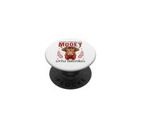 Hazte con una Divertida Vaca de Las Highlands de Mooey Little Christmas PopSockets PopGrip Adhesivo