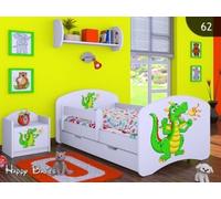 HB Cuna Cama con Colchón y buzón - Nuevo, diferentes diseños Blanco dragón Talla:140x70cm mit Schublade