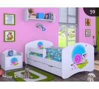 HB Cuna Cama con Colchón y buzón - Nuevo, diferentes diseños Blanco SCHNECKE Talla:140x70cm mit Schublade