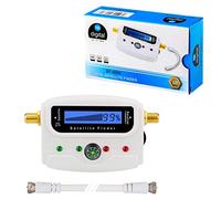 HB - Detector digital de satélite con pantalla LCD, brújula y sonido + cable de conexión F + instrucciones en alemán + conectores dorados * para ajustar su antena satélite * con pantalla