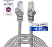 HB-DIGITAL 0,25m CAT 7 Cable Ethernet LAN S/FTP PiMF LSZH AWG26 Cable de Red con CAT 6A RJ45 Conectores hasta 10 Gbits/600 MHz Ideal para Patchpanel Servidor PC Laptop Smart TV DSL Gris