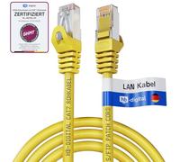 HB-DIGITAL 0,5m CAT 7 Cable Ethernet LAN S/FTP PiMF LSZH AWG26 Cable de Red con CAT 6A RJ45 Conectores hasta 10 Gbits/600 MHz Ideal para Patchpanel Servidor PC Laptop Smart TV DSL Amarillo